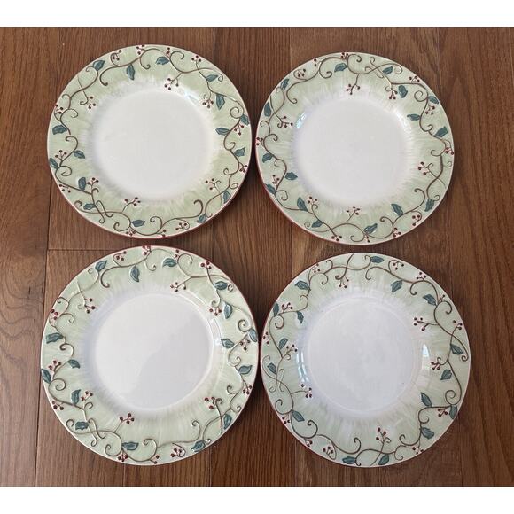 Vintage Pfaltzgraff Pepperberry Holiday Tea Pot & Dessert Plates Hand Painted - Picture 12 of 12